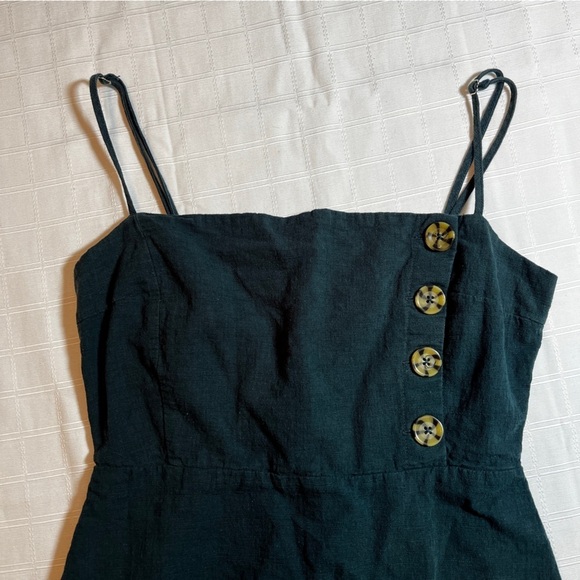 Urban Outfitters Riley Button-Down Linen Cotton Mini Dress Teal Size 4 - Picture 9 of 11